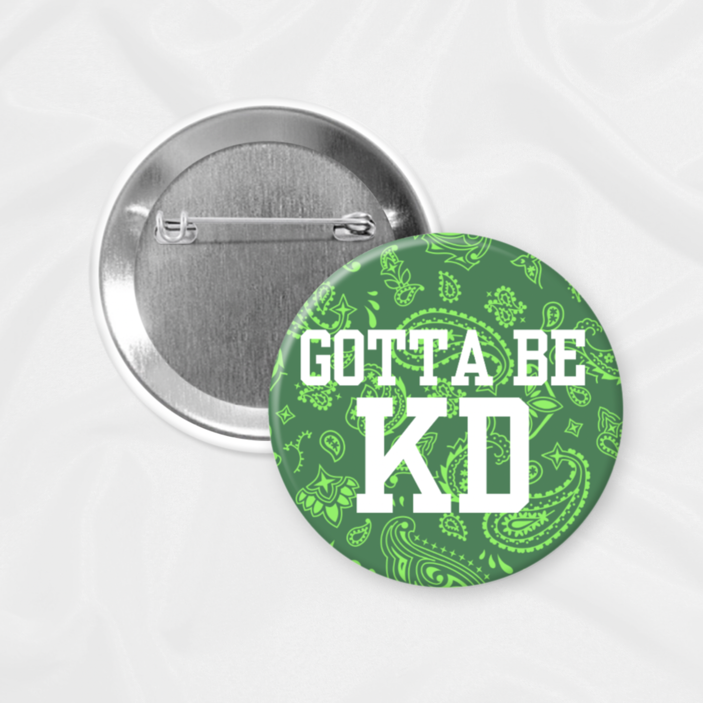 GameDayDrips - Sorority Bid Day Button | Green & White Bandana: 2.25”