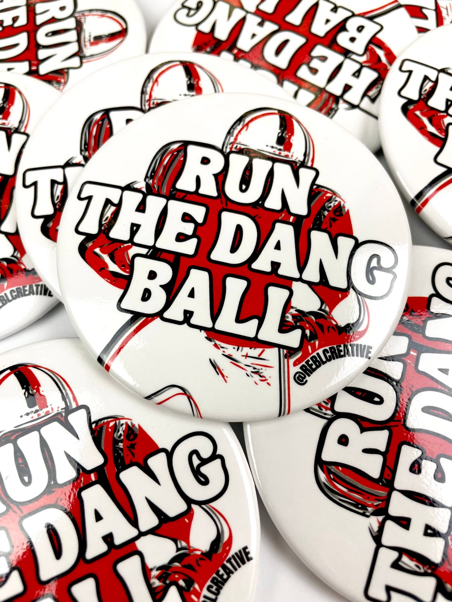 REBL Creative - Run The Dang Ball - Red and Black - Game Day Button