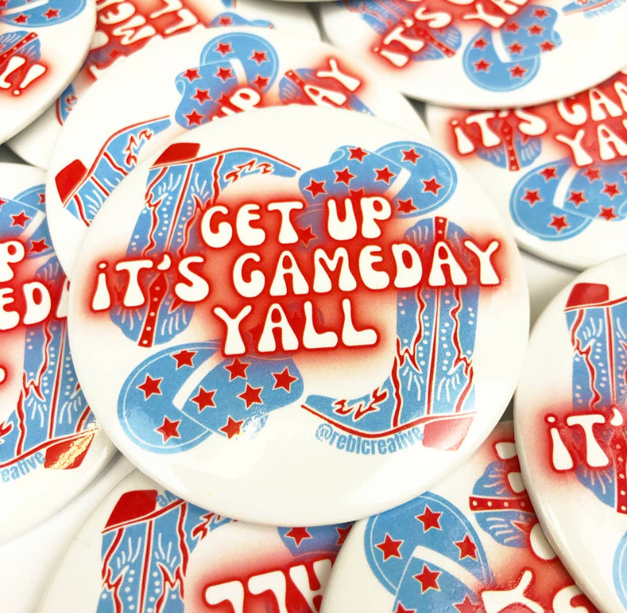 REBL Creative - Get Up - Red/Blue - Game Day Button