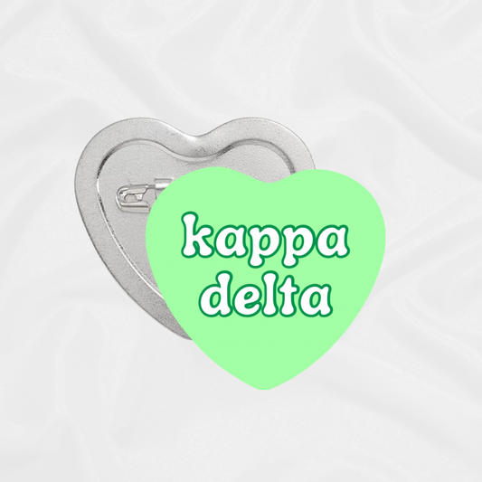 GameDayDrips - Sorority Bid Day Button | Game Day Heart | Green/White: 2.25”