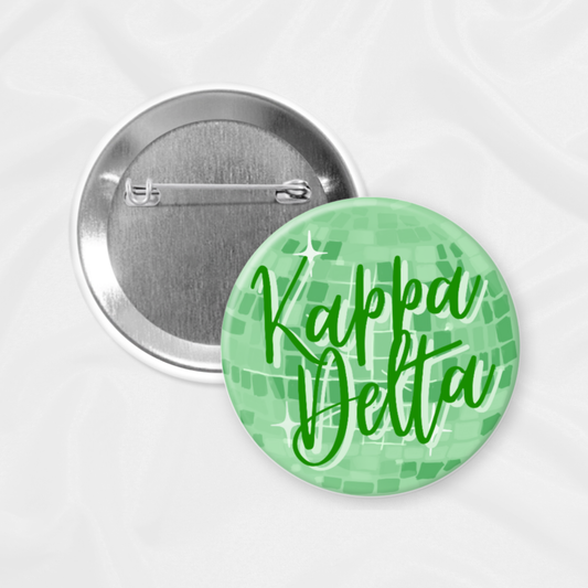 GameDayDrips - Sorority Bid Day Button | Green & White Disco: 2.25”