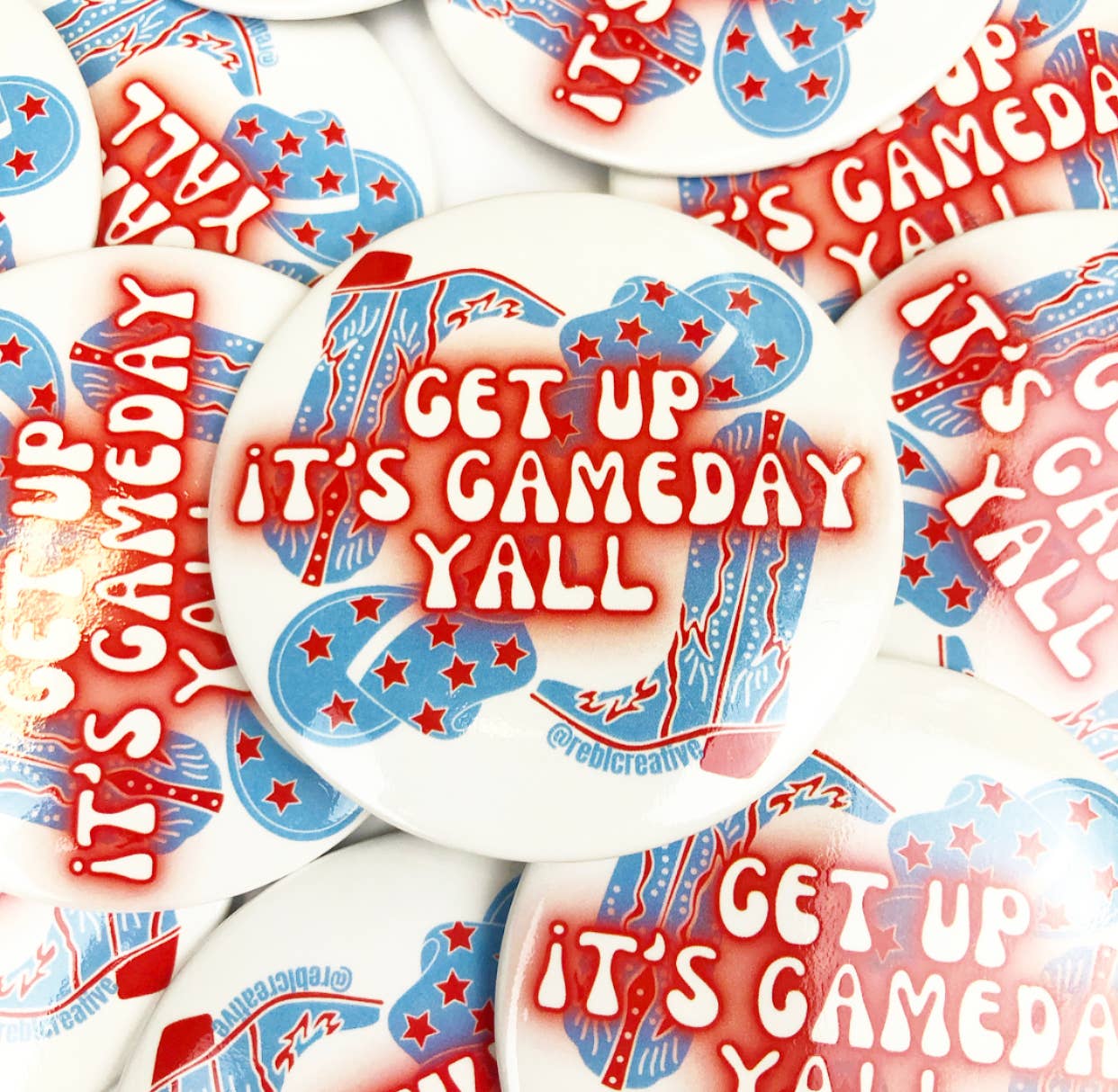 REBL Creative - Get Up - Red/Blue - Game Day Button