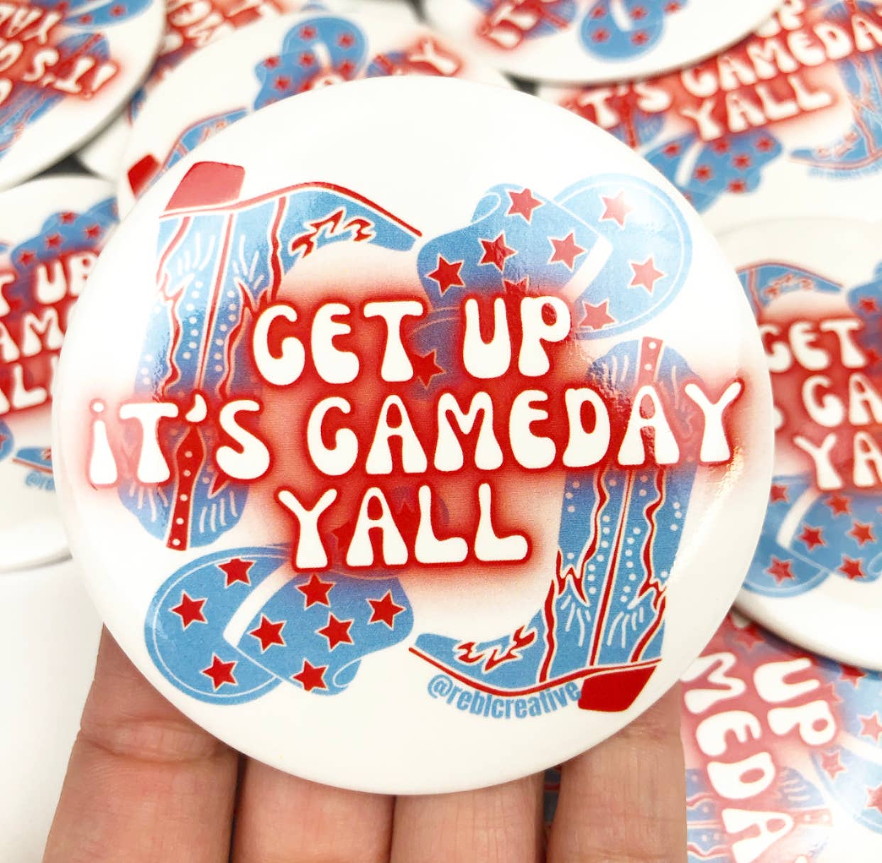 REBL Creative - Get Up - Red/Blue - Game Day Button