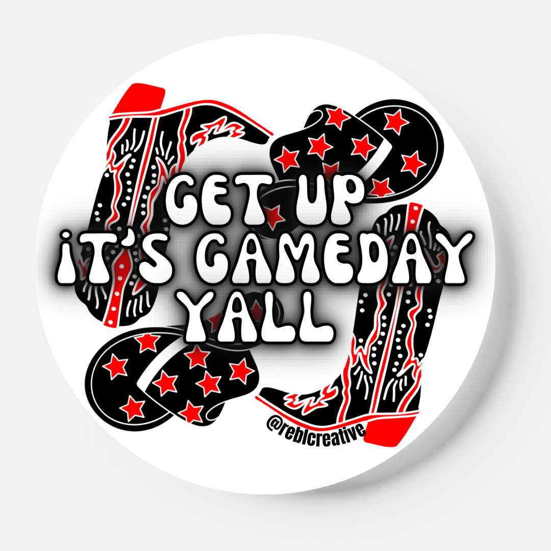 GAME DAY BUTTON - Get Up - Red/Black