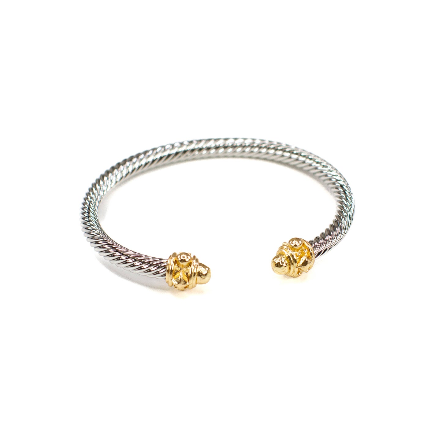 Savvy Bling - Cable Cuff Silver Gold Bracelet