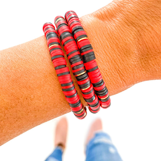 Savvy Bling - Red and Black Christmas Heishi Bracelet