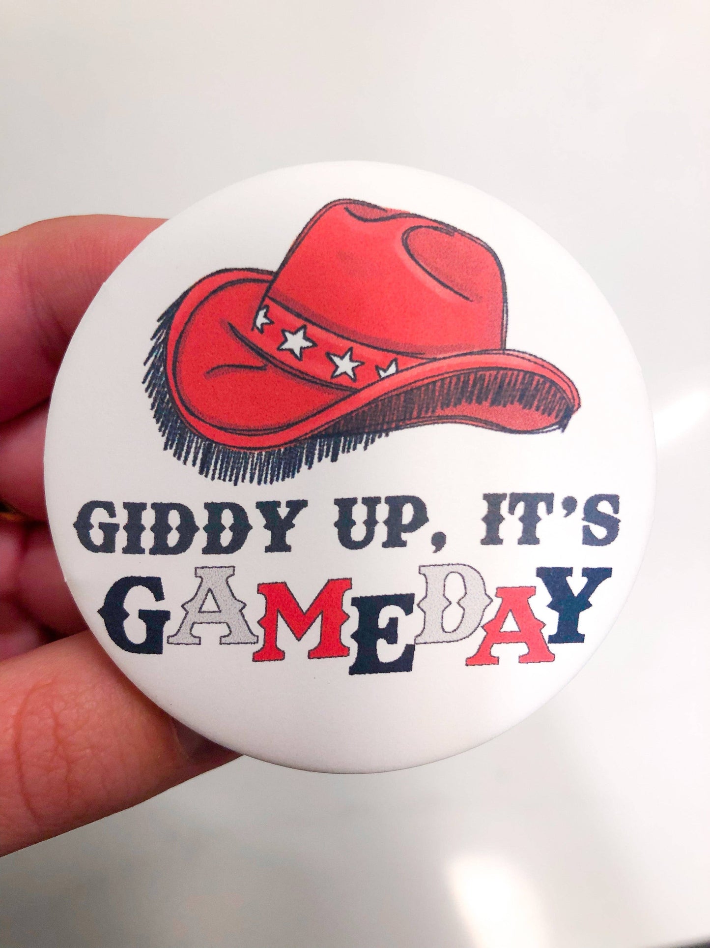 - Giddy Up Button (red&black)