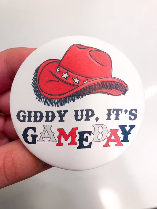 - Giddy Up Button (red&black)