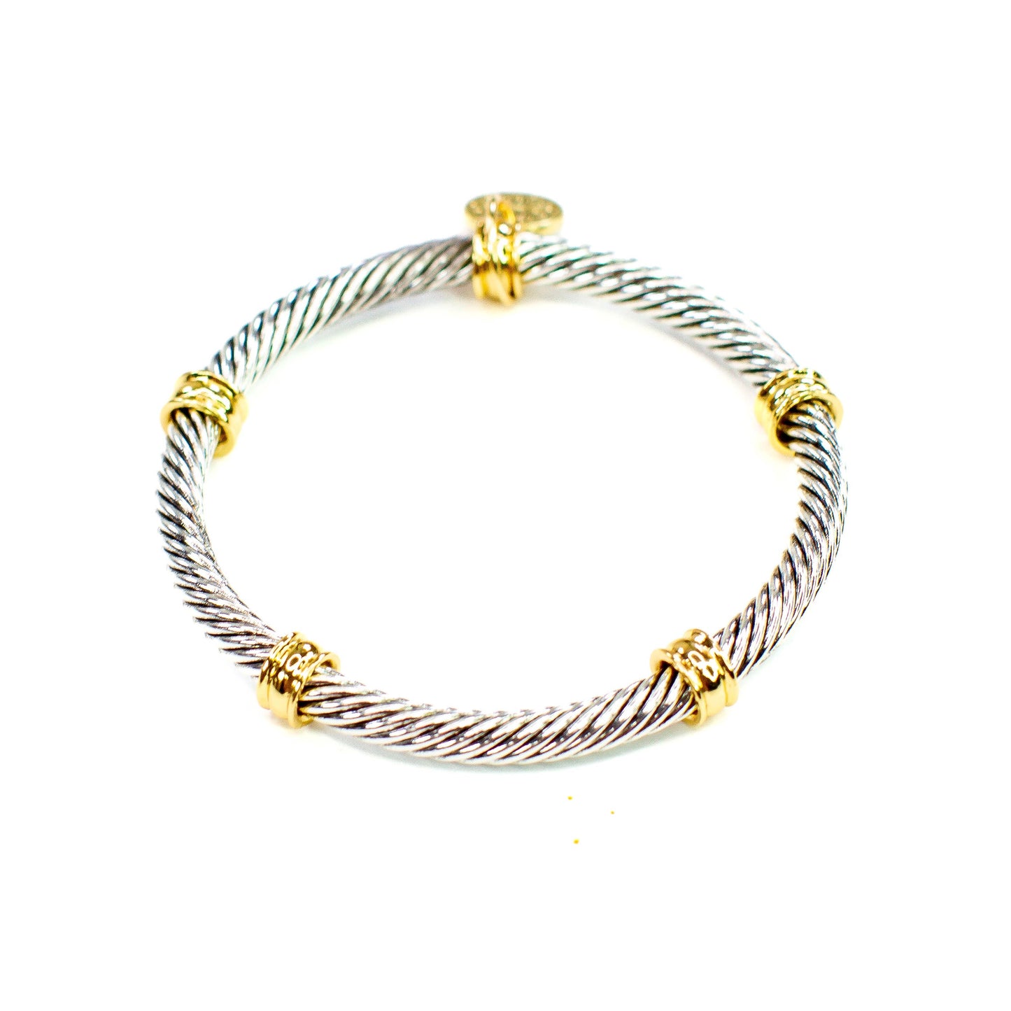 Savvy Bling - Matte Vintage Silver Cable Tube Stretch Bracelet