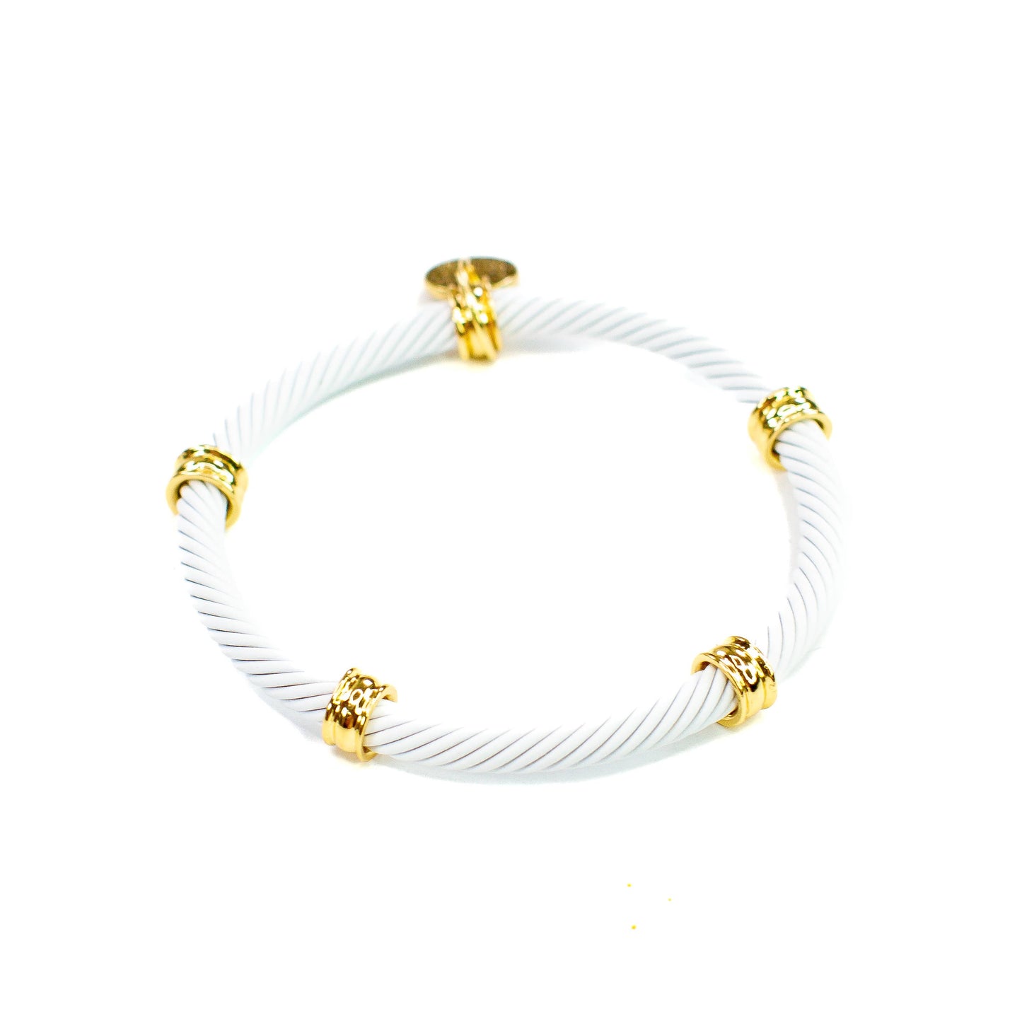 Savvy Bling - Matte White Cable Tube Stretch Bracelet