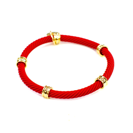 Savvy Bling - Matte Red Cable Tube Stretch Bracelet