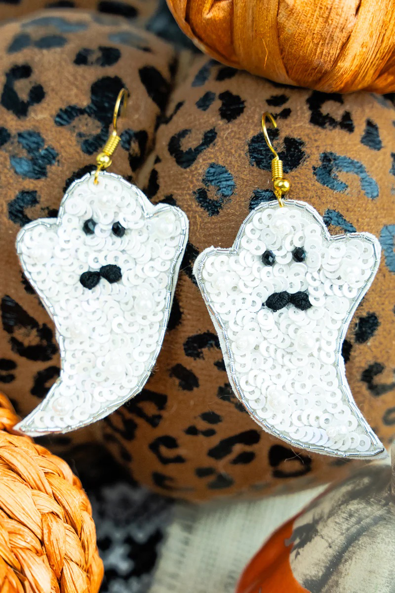 Ghost White Sequin Earrings