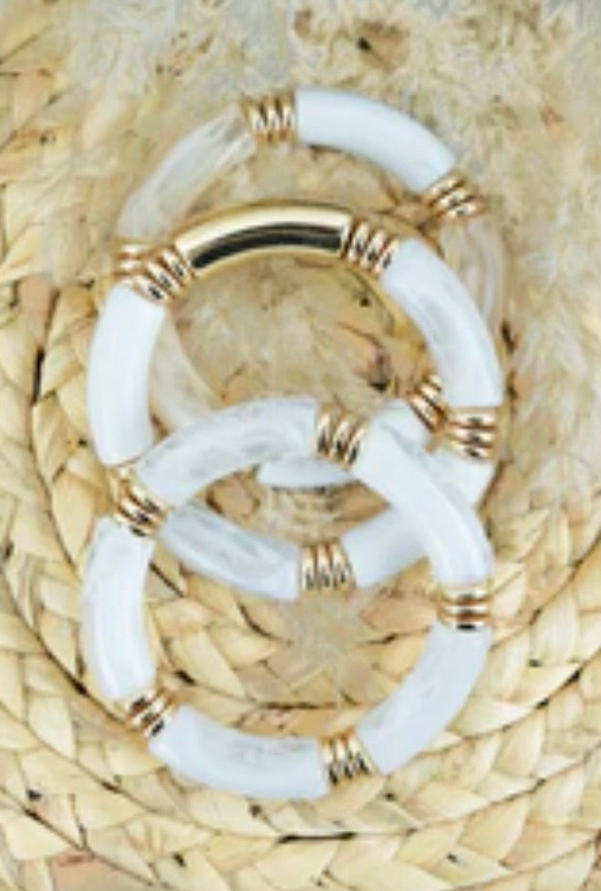 Della White Beaded Bracelet Set