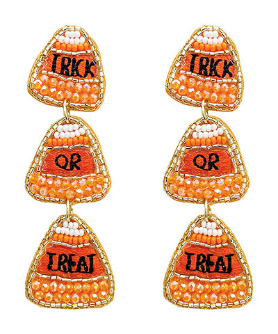 Candy Corn Trick or Treat Seed Bead Earrings