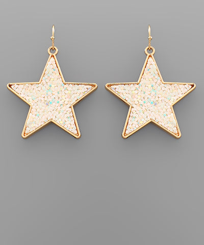 Glitter Star Dangle Earrings