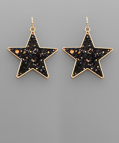 Glitter Star Dangle Earrings