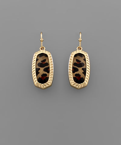 Leopard Hexagon Earrings-Small