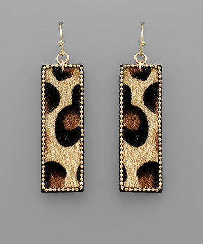 Leopard  Drop Bar Earrings