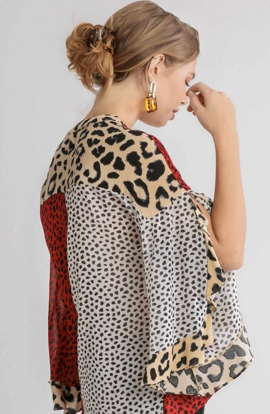 Umgee Sheer Multi-Animal Print Shirt