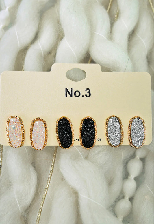 Druzy Stud Earring set