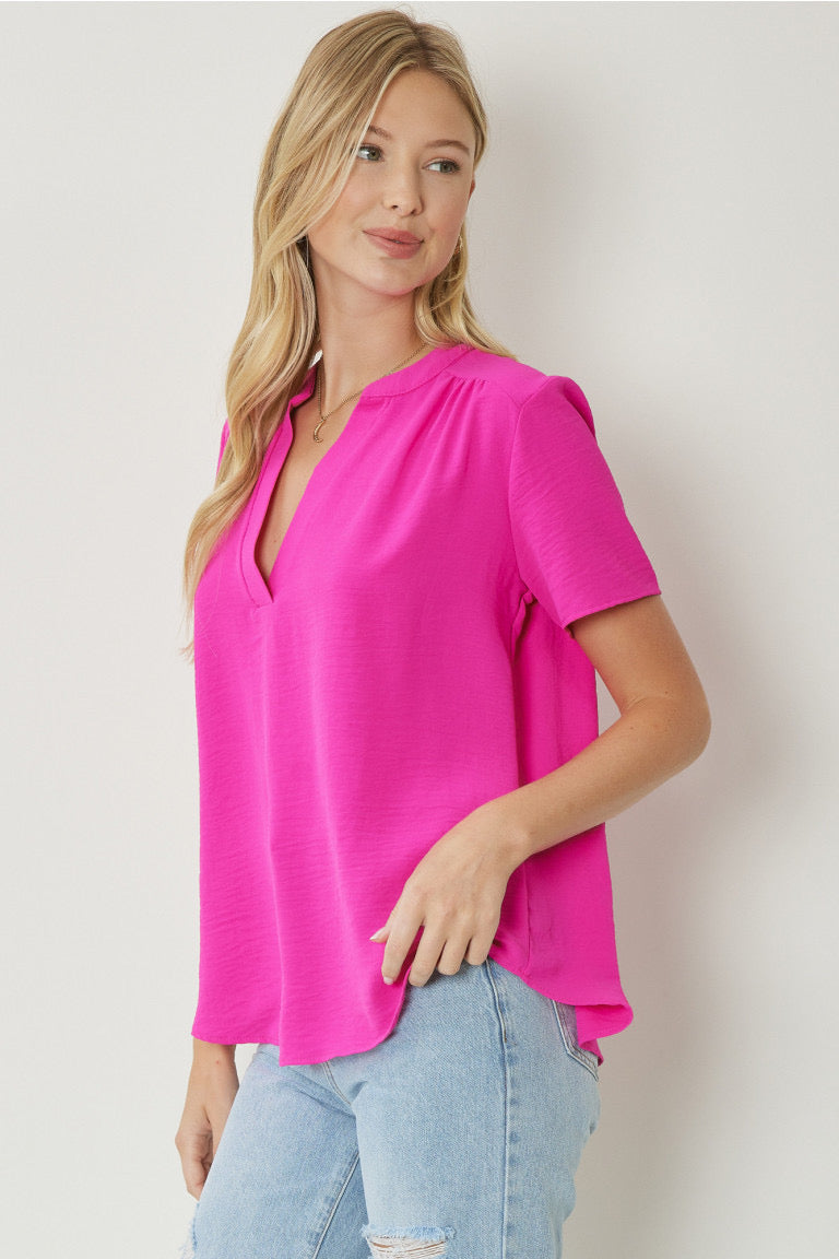 Entro Hot Pink V-neck