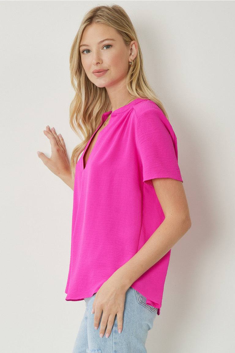 Entro Hot Pink V-neck