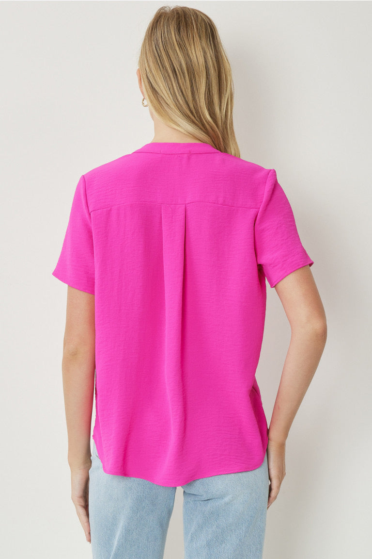 Entro Hot Pink V-neck