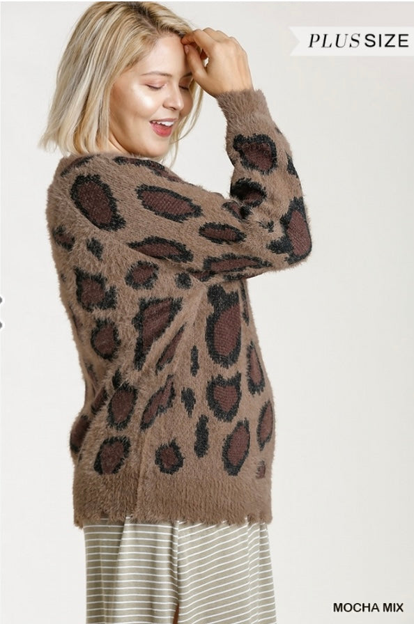 Umgee Curvy Mocha Mix Sweater