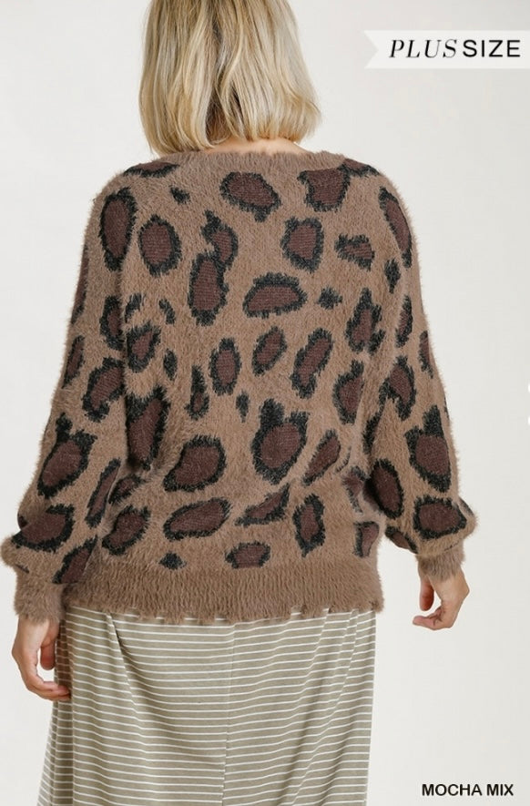 Umgee Curvy Mocha Mix Sweater