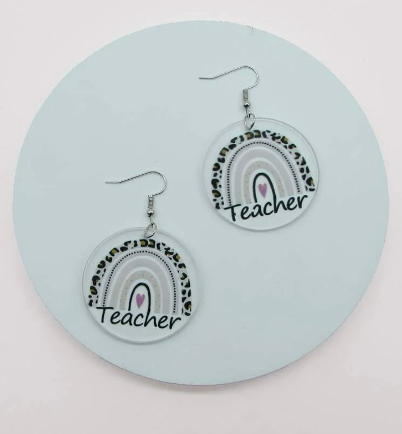 Teacher Leopard Geometric Drop Earring