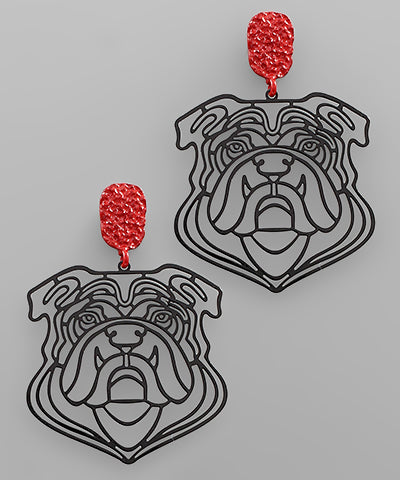 Red/Black Bulldog Earring