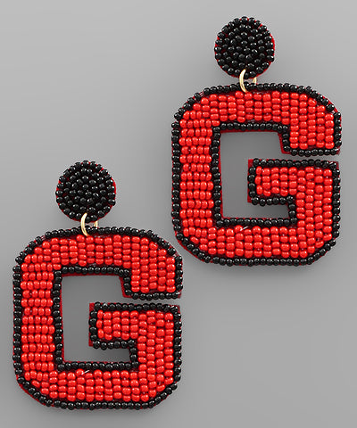 "G" Seed Bead Earrings