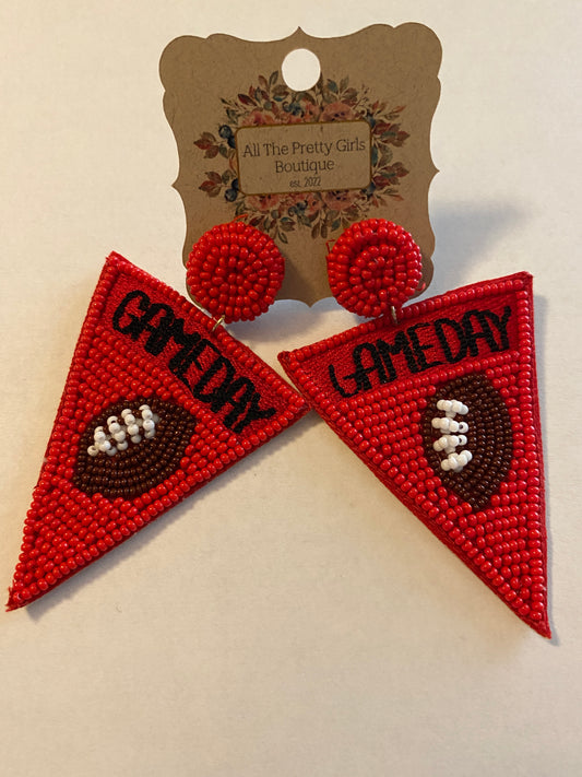 Red Seed Bead Gameday Pennant