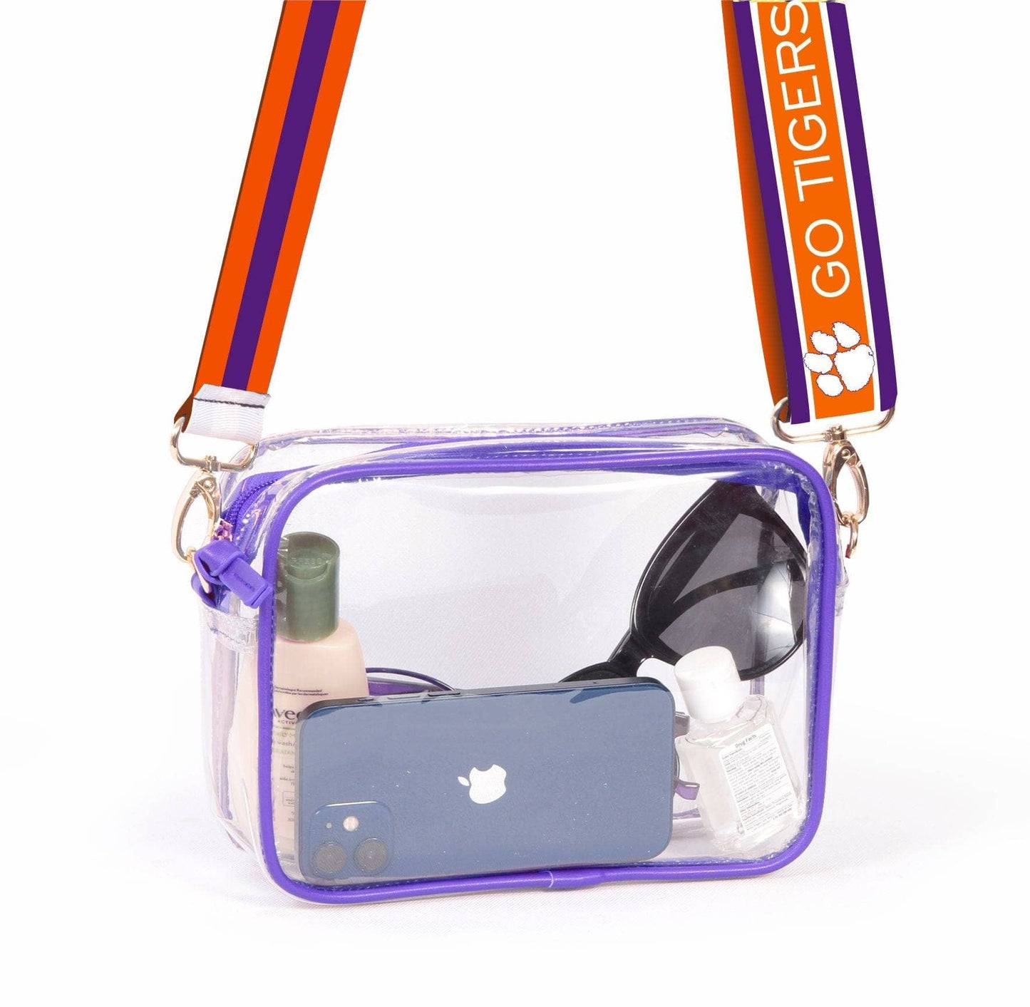 Bridget Clear Purse with Reversible Patterned Shoulder Straps - Clemson Pre-Order