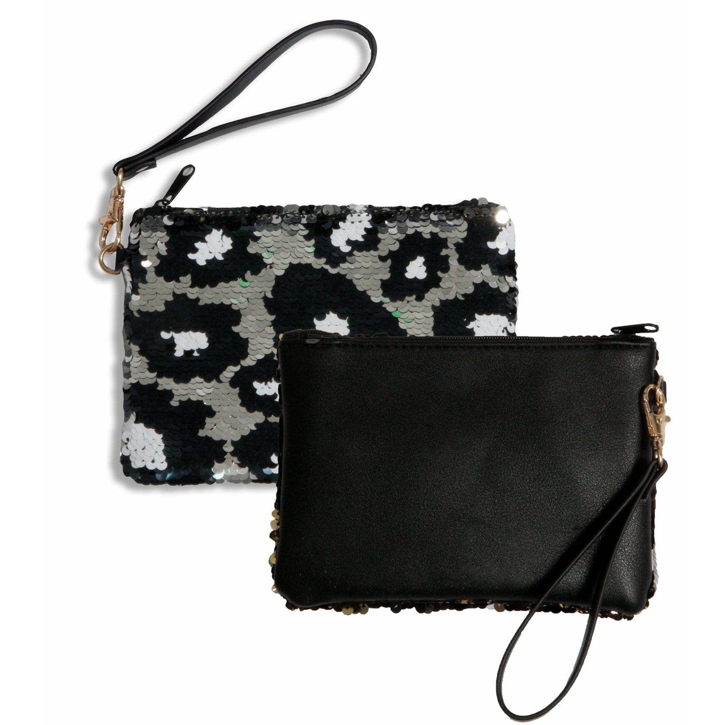 Desden - Sequined Wristlet- Black and Silver