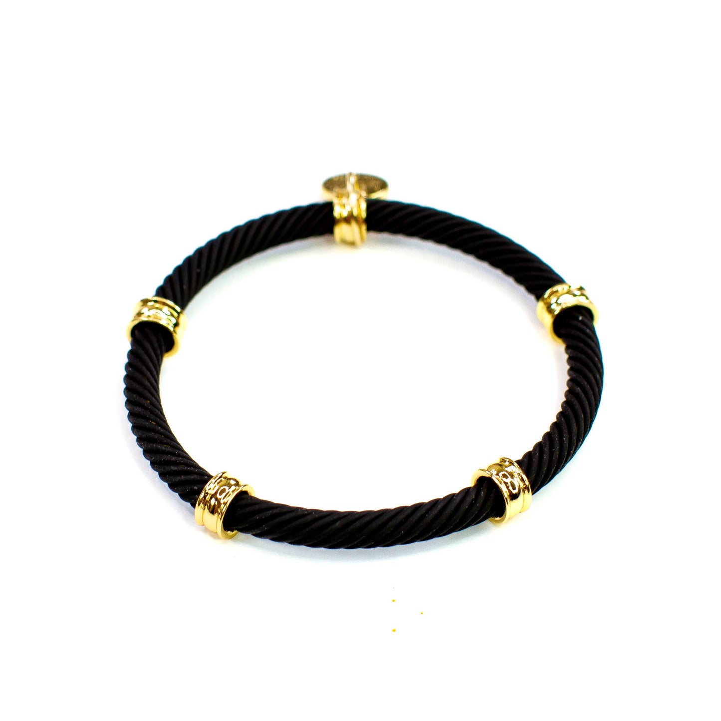 Savvy Bling - Matte Black Cable Tube Stretch Bracelet