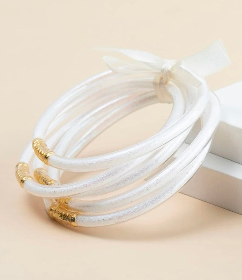 Minimalist Bangle Set White