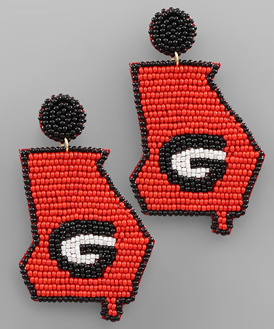 State of Georgia Seed Bead Earrings