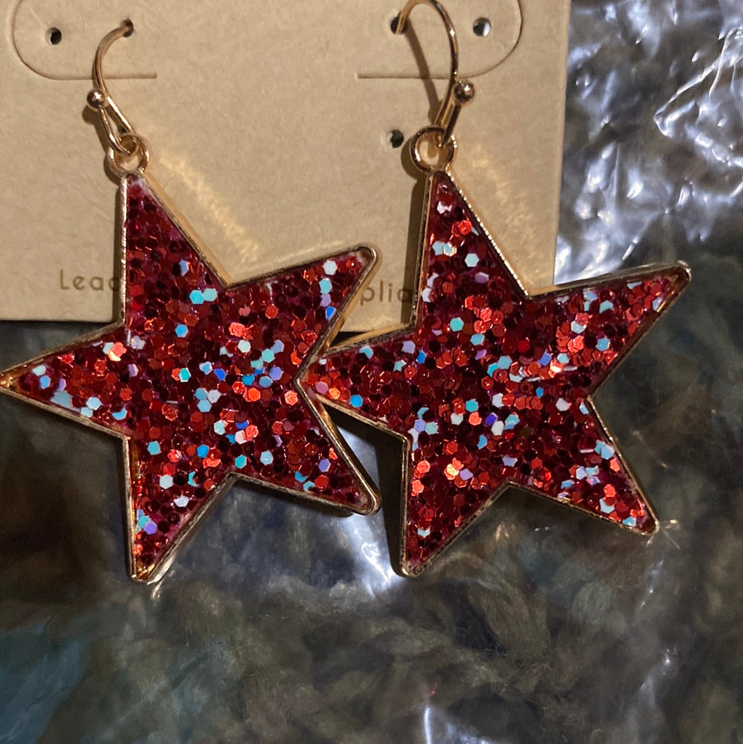 Glitter Star Dangle Earrings