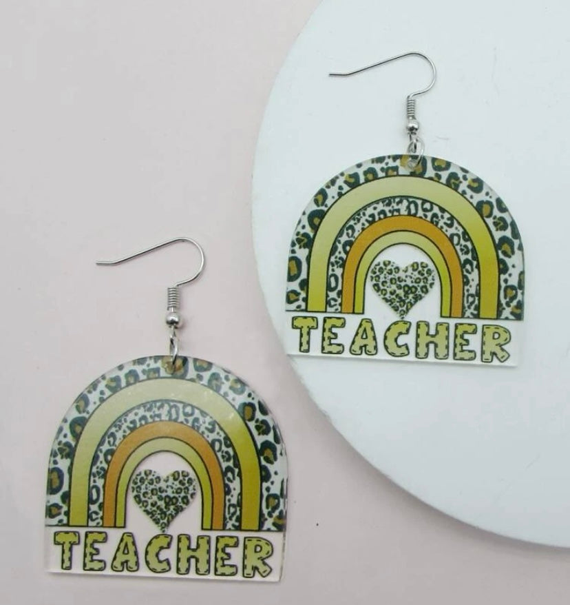 Teacher Leopard Geometric Drop Earring